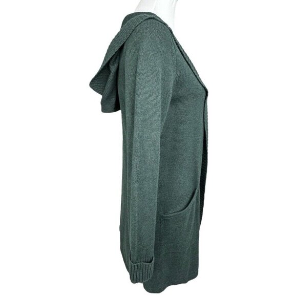 Tahari Women’s Green Luxury Open Cardigan Hooded Long Knit Sweater S/C34 - Picture 2 of 12